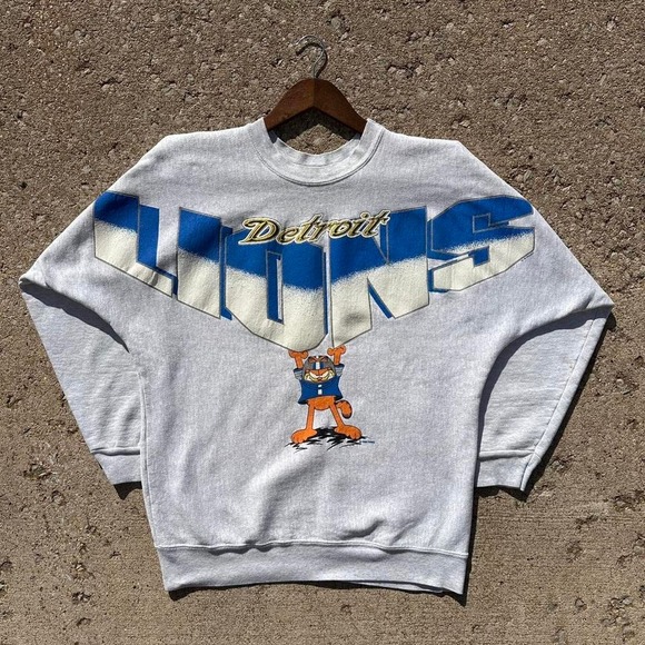 NFL Other - Vintage 90s Detroit Lions Garfield Graphic Sweatshirt Size Medium